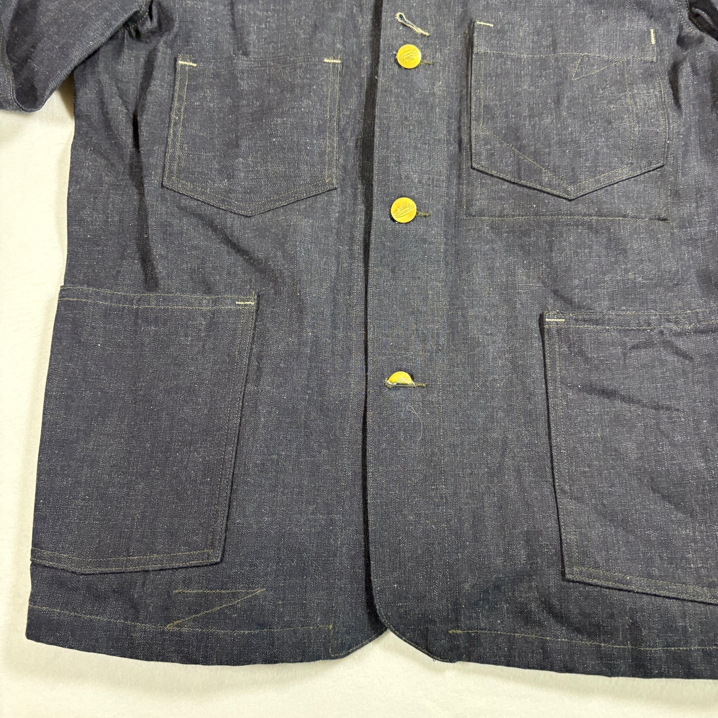 RRL Ralph Lauren Mens Engineer Coat Jacket Large Indigo Denim Selvedge Workwear