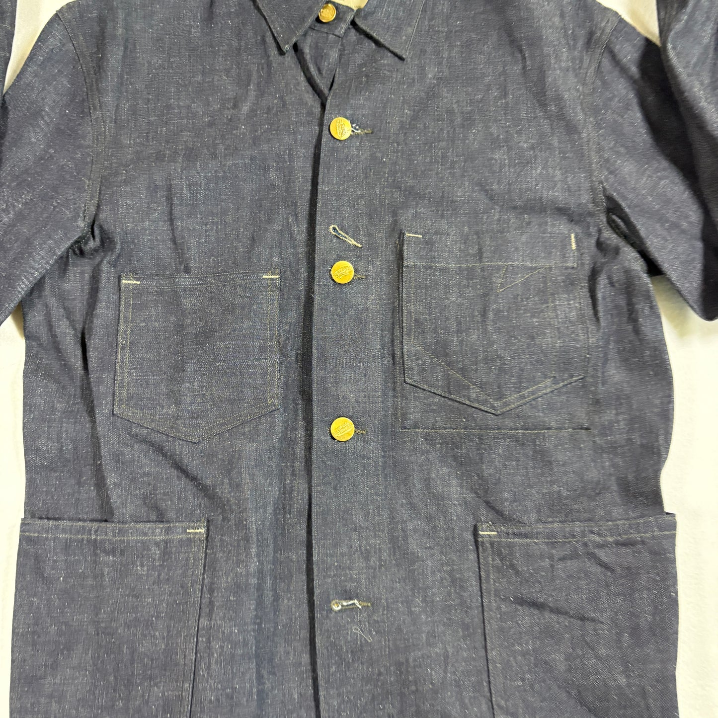 RRL Ralph Lauren Mens Engineer Coat Jacket Large Indigo Denim Selvedge Workwear