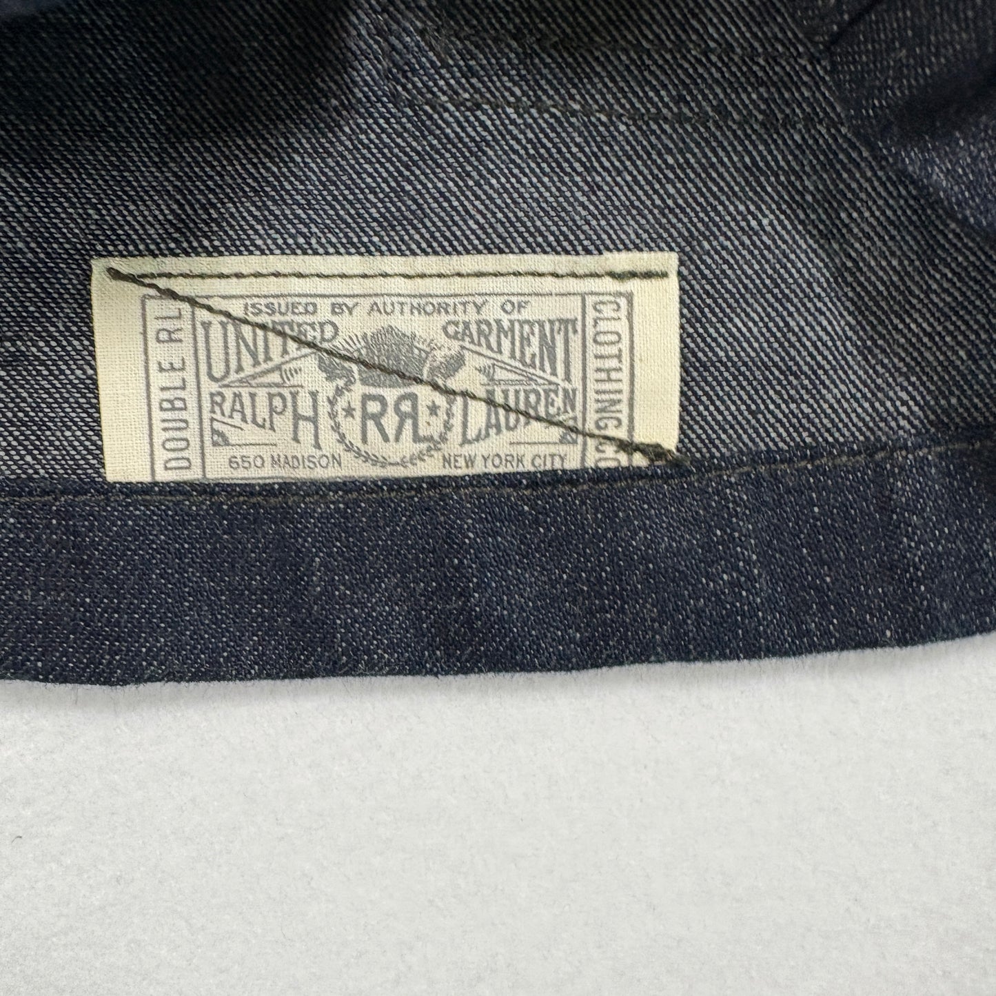 RRL Ralph Lauren Mens Engineer Coat Jacket Large Indigo Denim Selvedge Workwear
