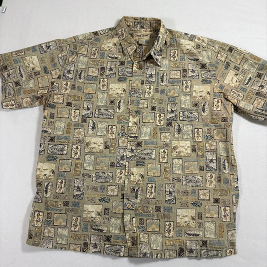 Cooke Street Honolulu Mens Hawaiian Shirt XL Cotton Aloha Hula Tiki Print Vintage