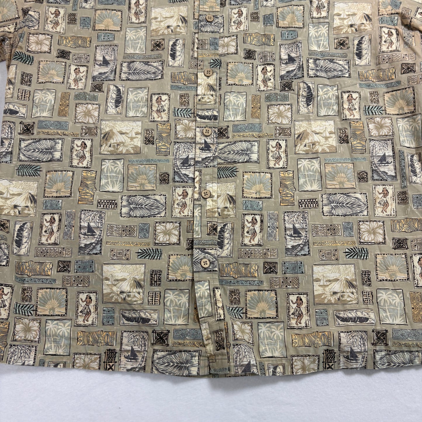 Cooke Street Honolulu Mens Hawaiian Shirt XL Cotton Aloha Hula Tiki Print Vintage