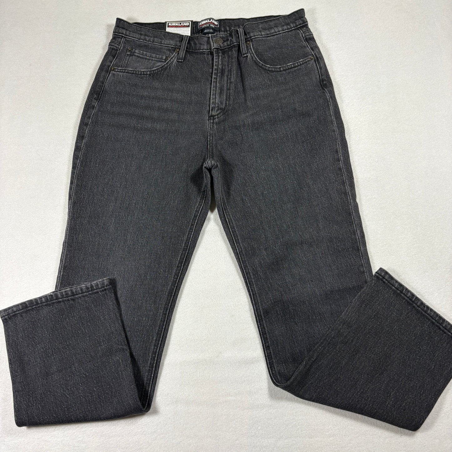 Kirkland Signature Womens Jeans Size 8 Black Denim High Rise Straight Leg NWT