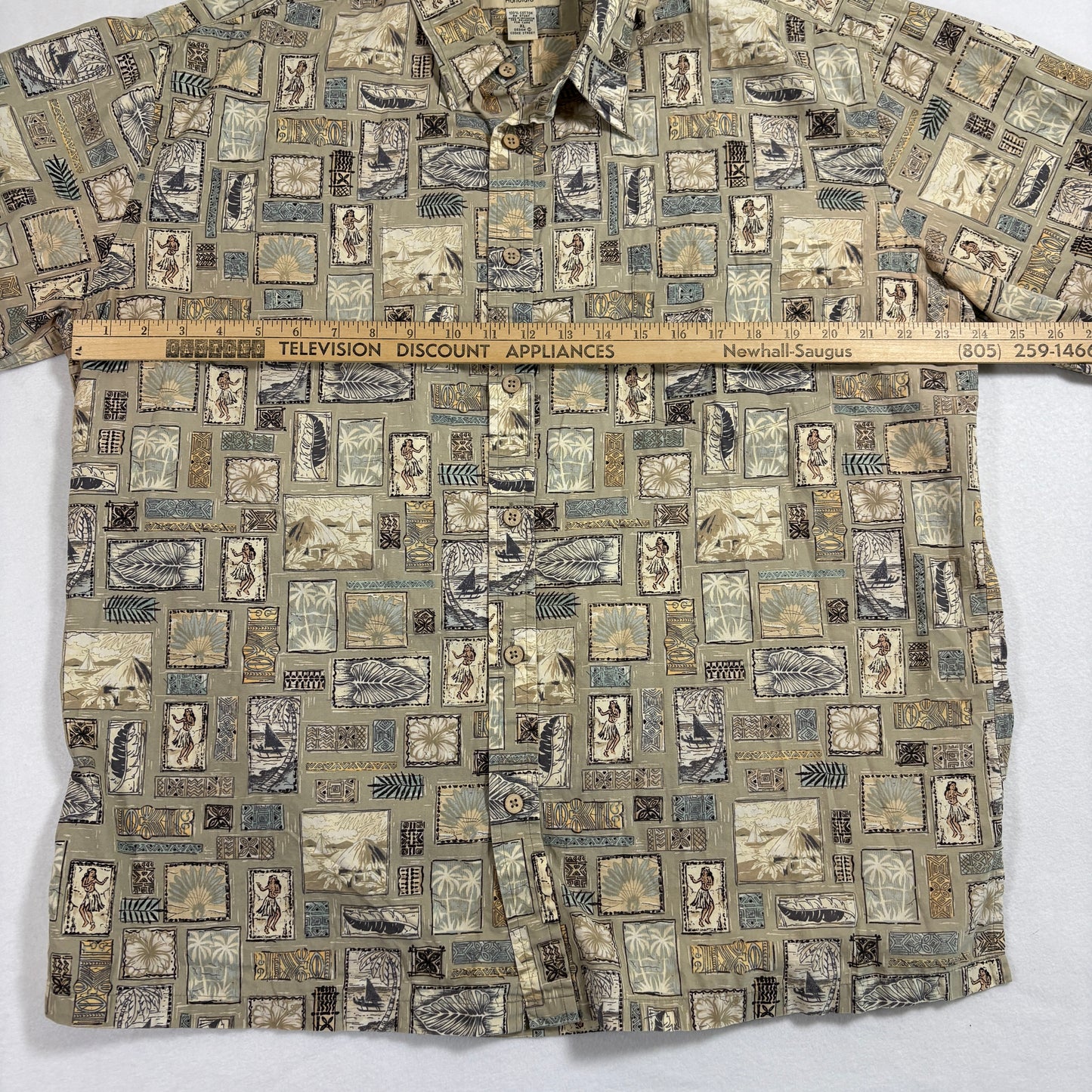 Cooke Street Honolulu Mens Hawaiian Shirt XL Cotton Aloha Hula Tiki Print Vintage