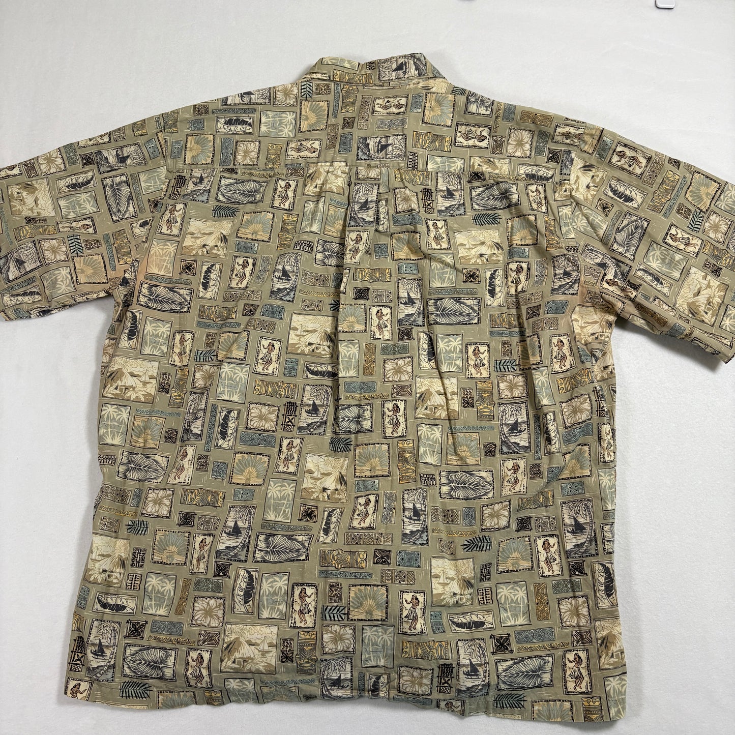 Cooke Street Honolulu Mens Hawaiian Shirt XL Cotton Aloha Hula Tiki Print Vintage