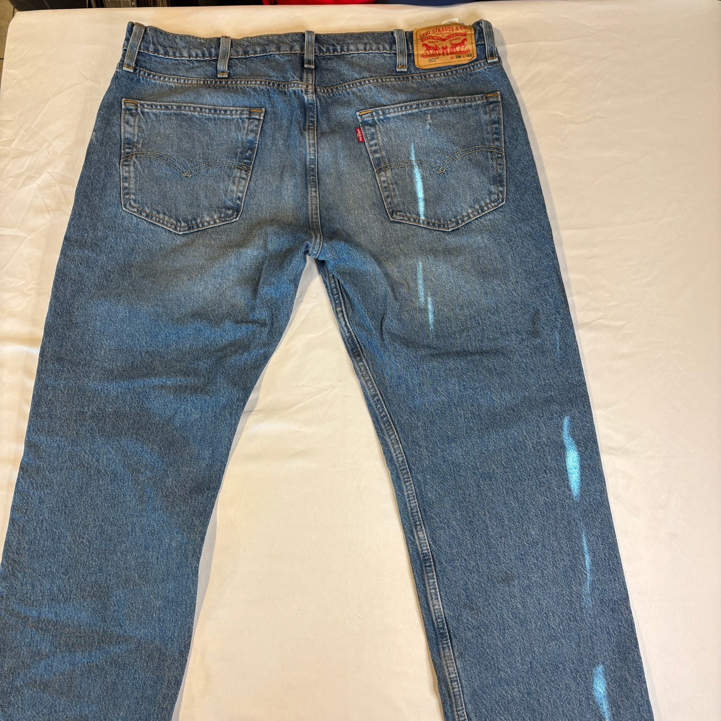 Levi’s Men’s 38x32 Distressed Ripped Blue Jeans Straight Fit Casual Denim Pants