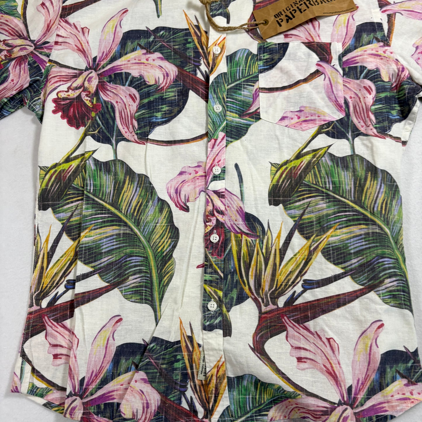 Original Paperbacks Mens Hawaiian Shirt Medium Orchid Floral Aloha Summer NWT