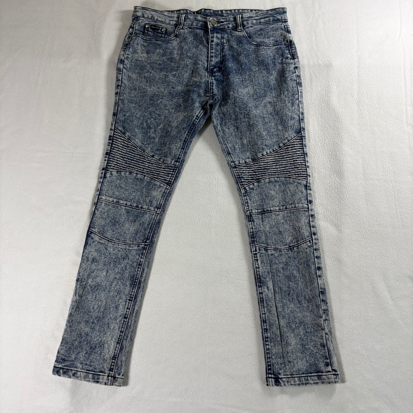 One Point One Stretch Moto Jeans 32x30 Acid Wash Biker Tapered Streetwear