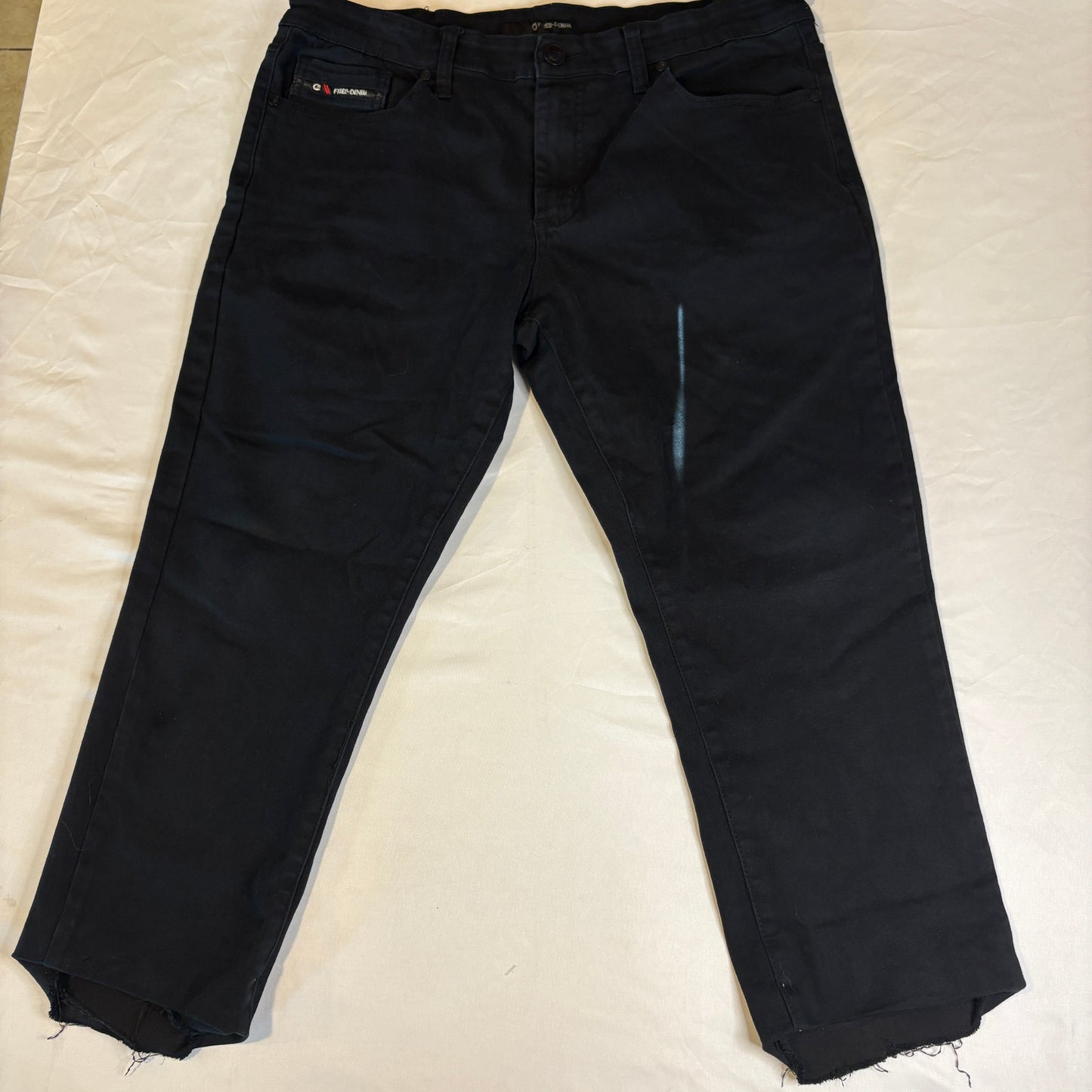 Fried Denim Slim Fit Black Jeans Men’s 36x32 Stretch Casual Pants Raw Hem