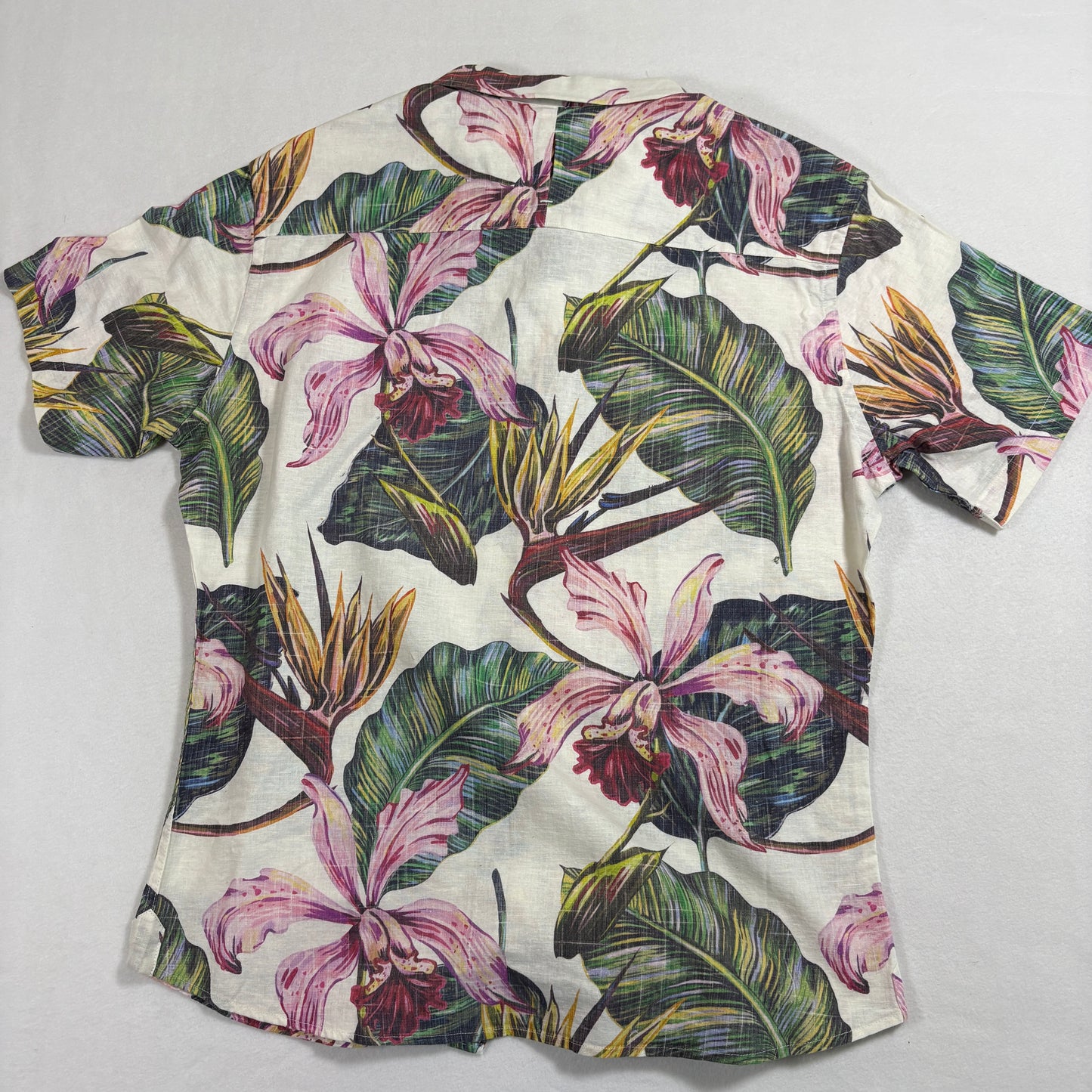 Original Paperbacks Mens Hawaiian Shirt Medium Orchid Floral Aloha Summer NWT