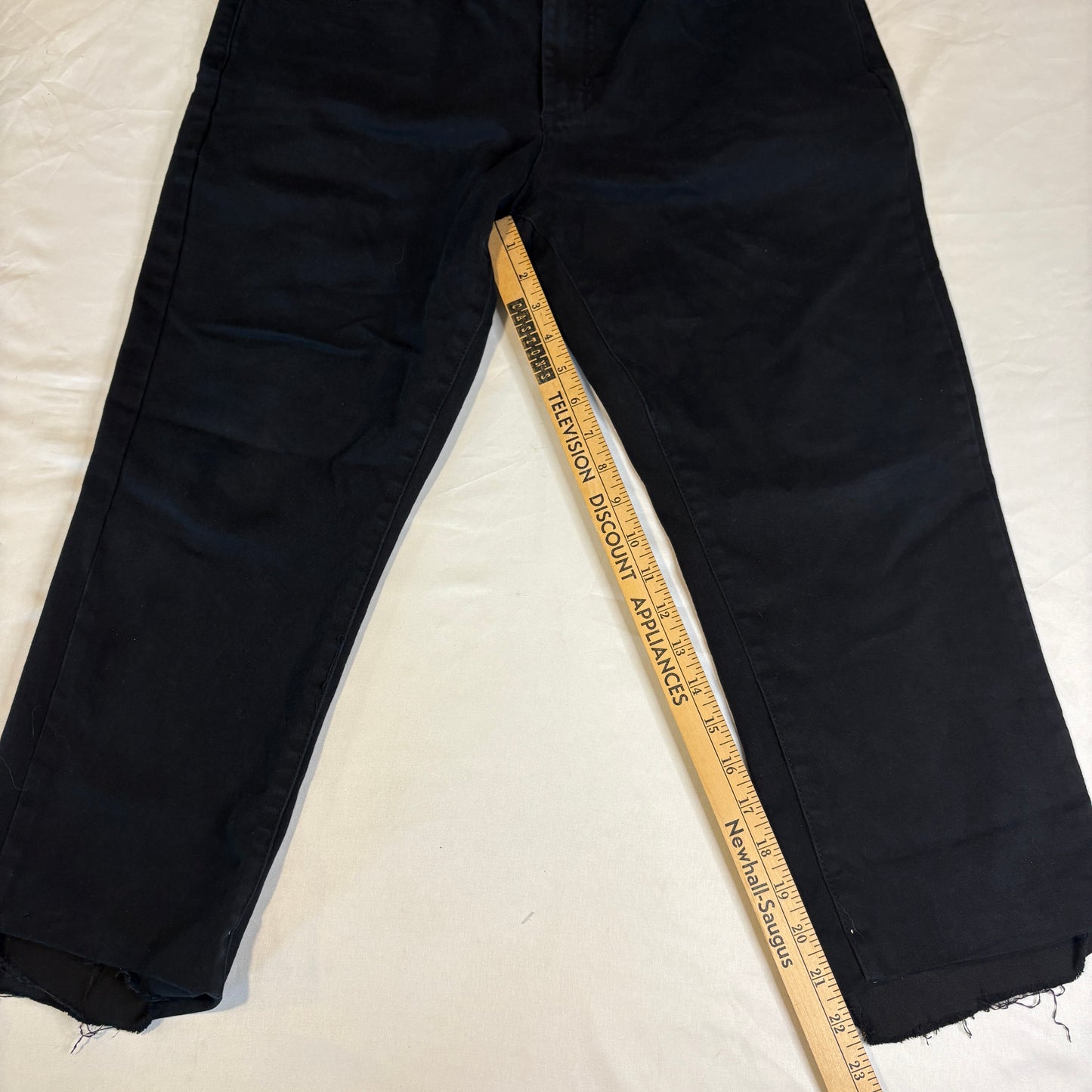 Fried Denim Slim Fit Black Jeans Men’s 36x32 Stretch Casual Pants Raw Hem