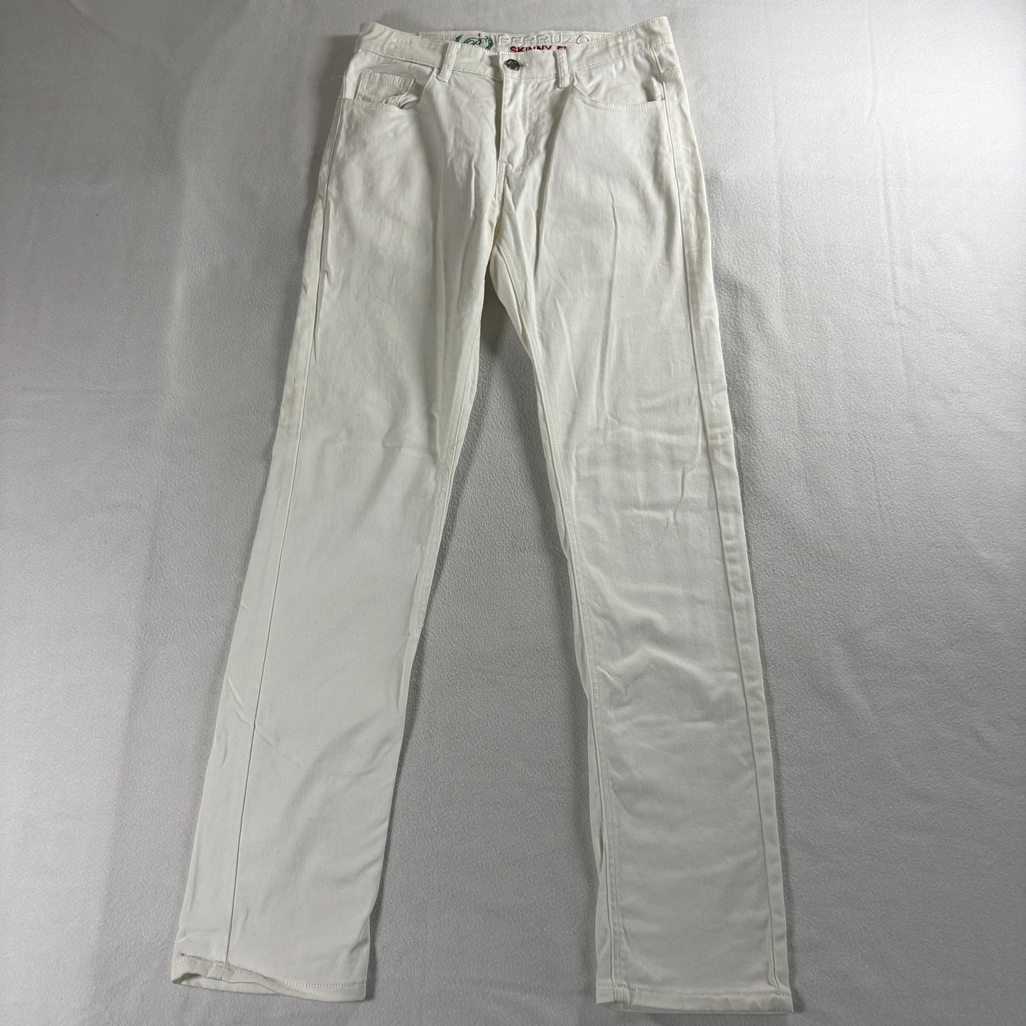 Perruzo Skinny Fit Jeans 28x30 White Stretch Denim Slim Y2K Clean Casual