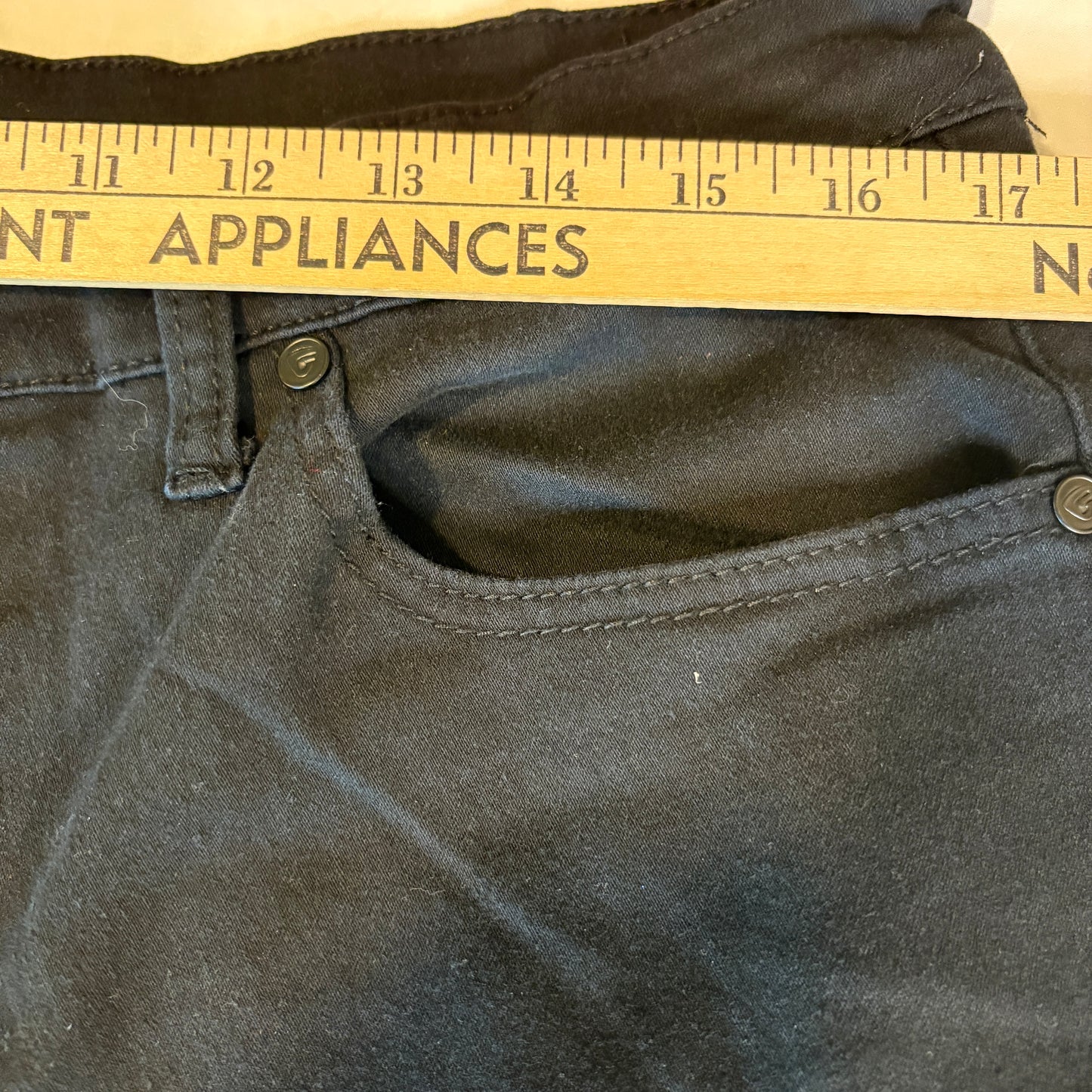 Fried Denim Slim Fit Black Jeans Men’s 36x32 Stretch Casual Pants Raw Hem