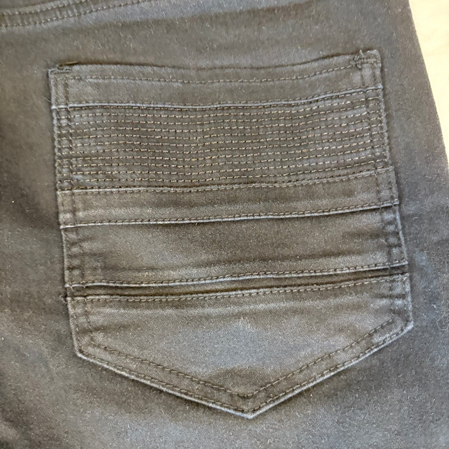 Fried Denim Slim Fit Black Jeans Men’s 36x32 Stretch Casual Pants Raw Hem