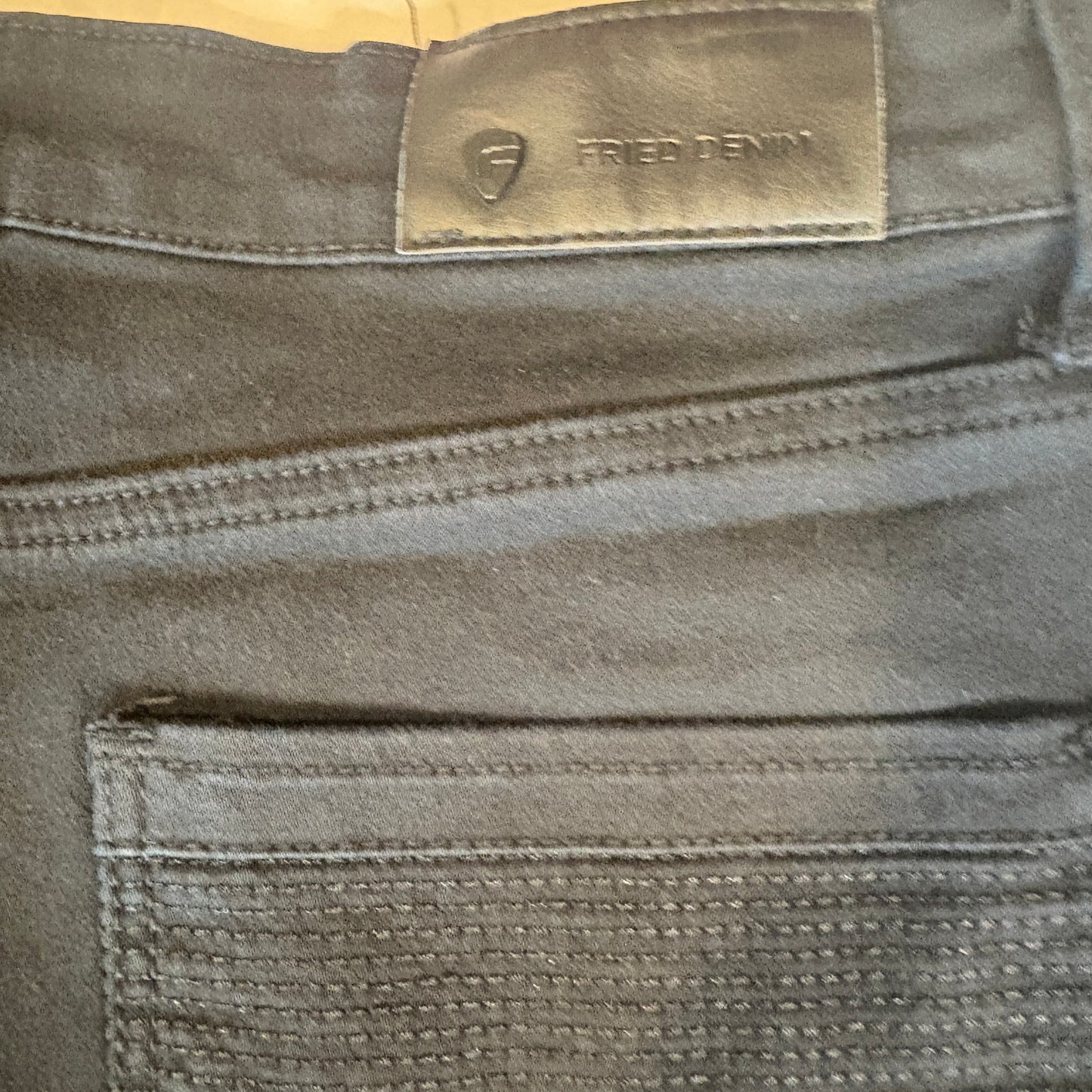 Fried Denim Slim Fit Black Jeans Men’s 36x32 Stretch Casual Pants Raw Hem