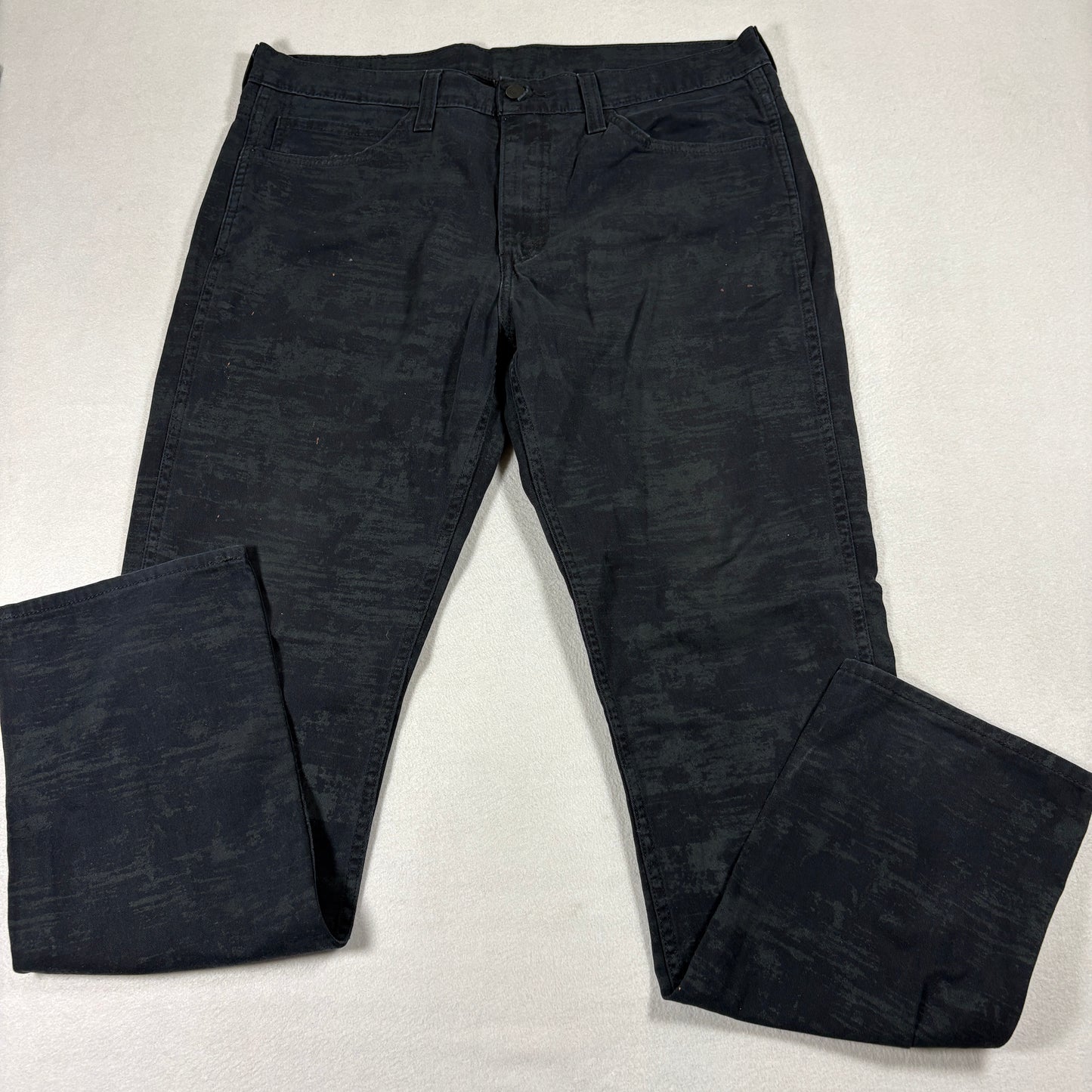 Levi’s 511 Mens Jeans 36x34 Black Coated Slim Fit Denim Textured Distressed