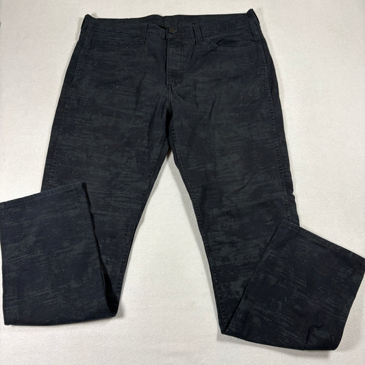 Levi’s 511 Mens Jeans 36x34 Black Coated Slim Fit Denim Textured Distressed