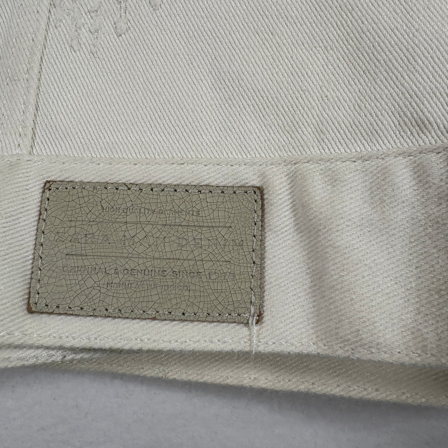 Zara Man mens denim jacket M White Distressed Trucker Button Up Y2K Streetwear