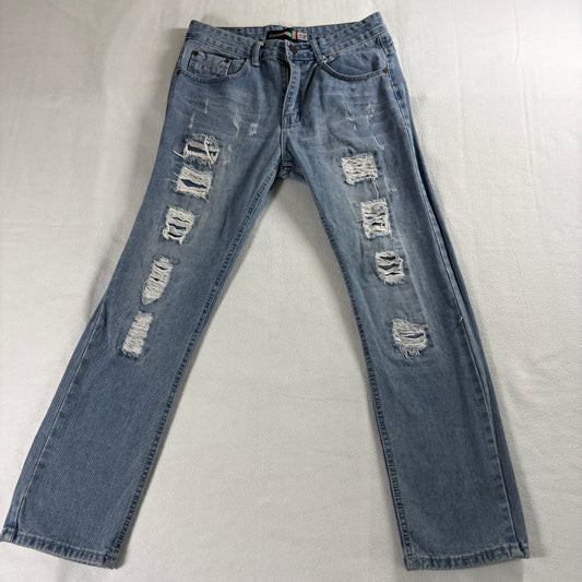 VIGO Denim Wear SZ/14 Fit Jeans 30x30 Distressed Light Wash Straight