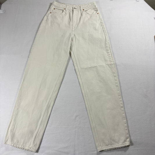 &Denim Womens US 4 90s Baggy Ultra High Waist Off White Denim Jeans Vintage Fit!