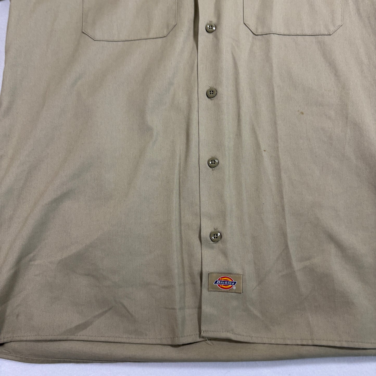 Dickies mens work shirt L Khaki Short Sleeve Button Front Twill Y2K Skate Grunge