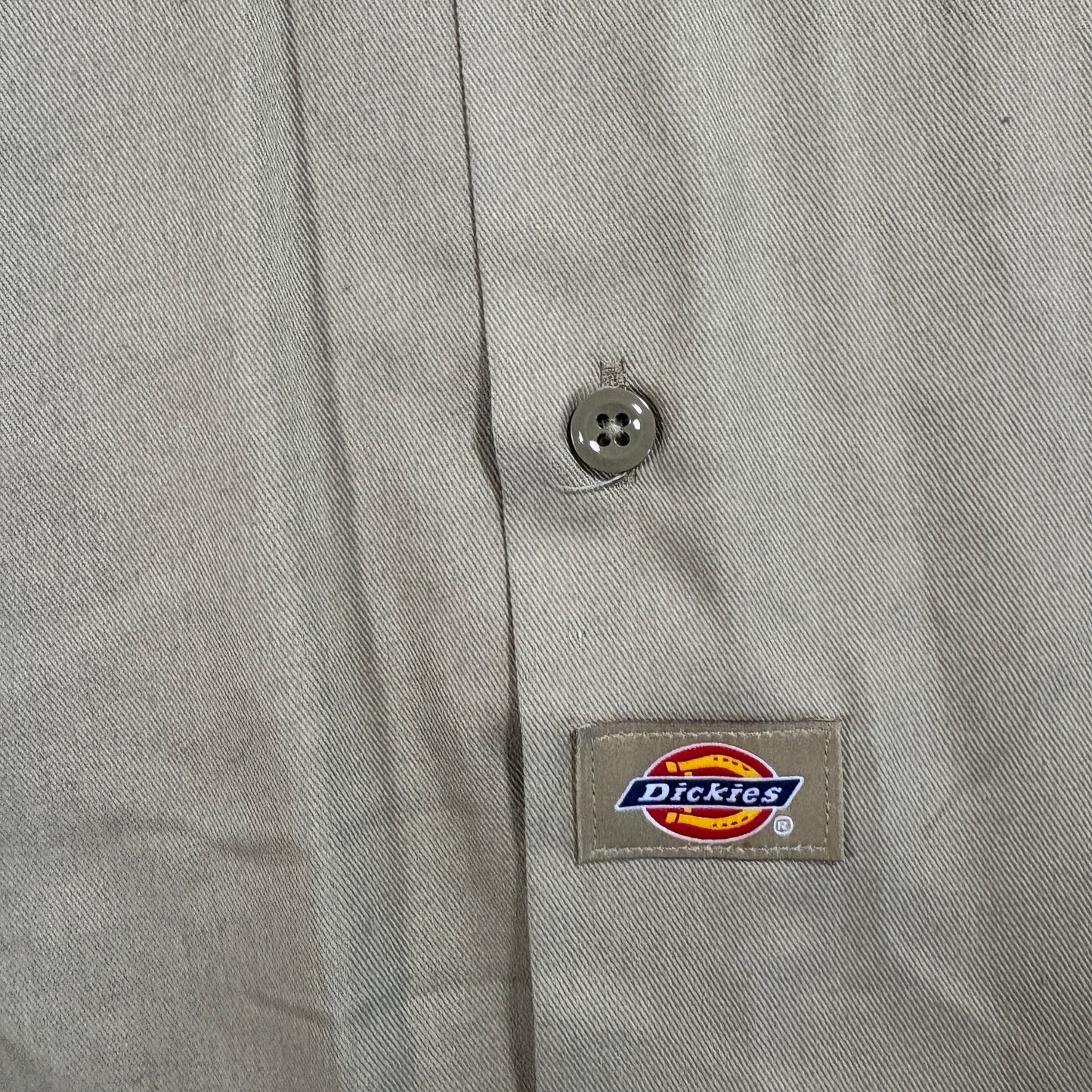 Dickies mens work shirt L Khaki Short Sleeve Button Front Twill Y2K Skate Grunge