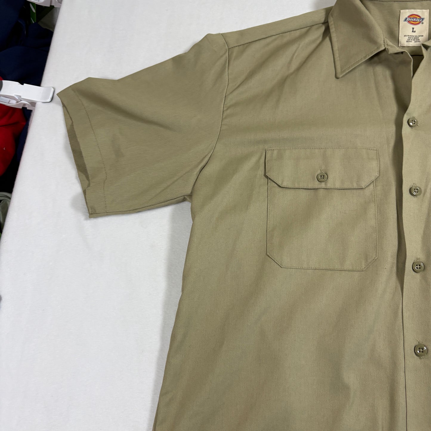 Dickies mens work shirt L Khaki Short Sleeve Button Front Twill Y2K Skate Grunge