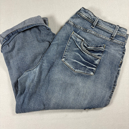 Faded Glory Womens 20W Baggy Capri Jeans Stretch Denim Y2K Grunge Streetwear