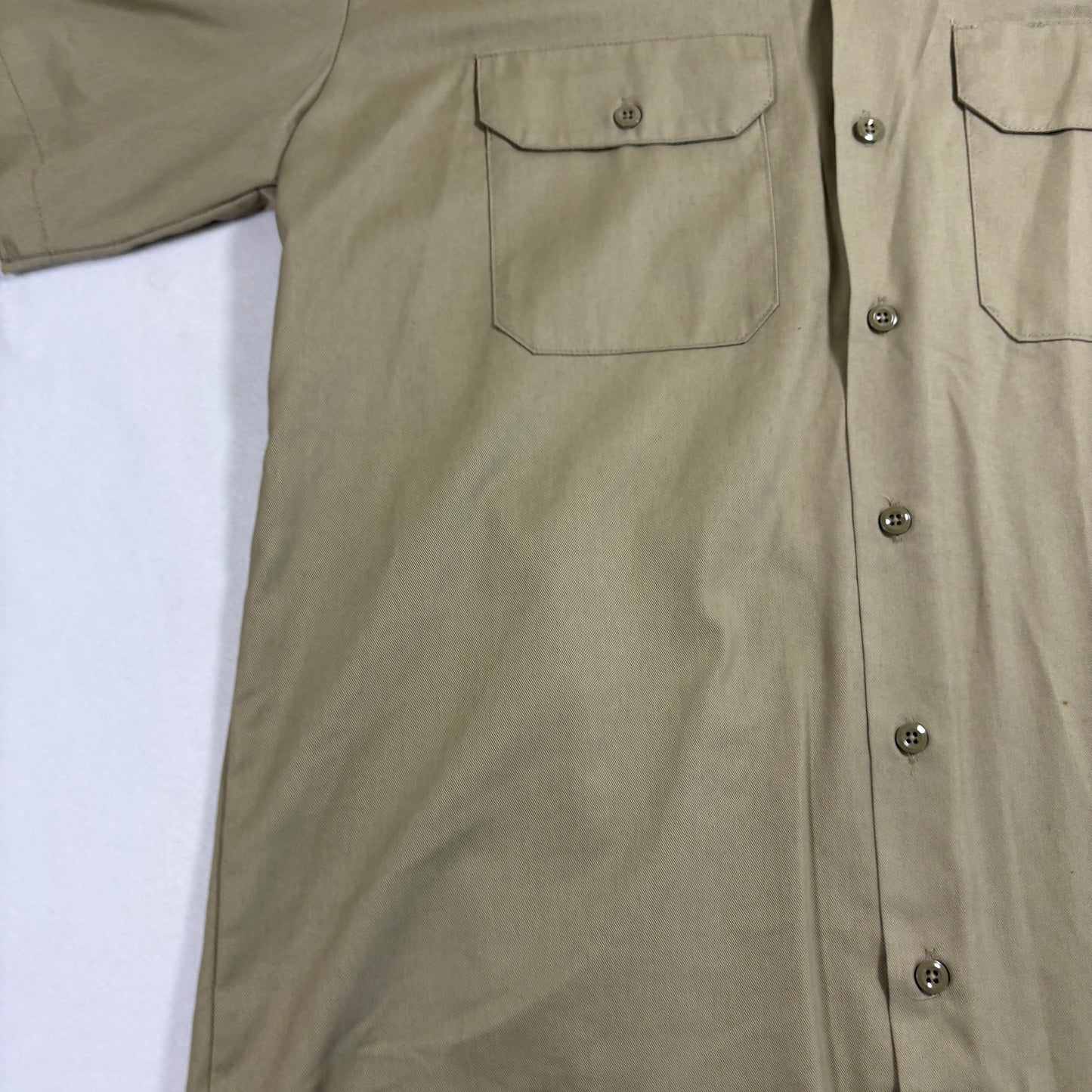 Dickies mens work shirt L Khaki Short Sleeve Button Front Twill Y2K Skate Grunge