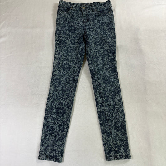 Floral Skinny Jeans Stretch Code Bleu Tag 12 Fits Like 27X28 Blue Pattern Denim