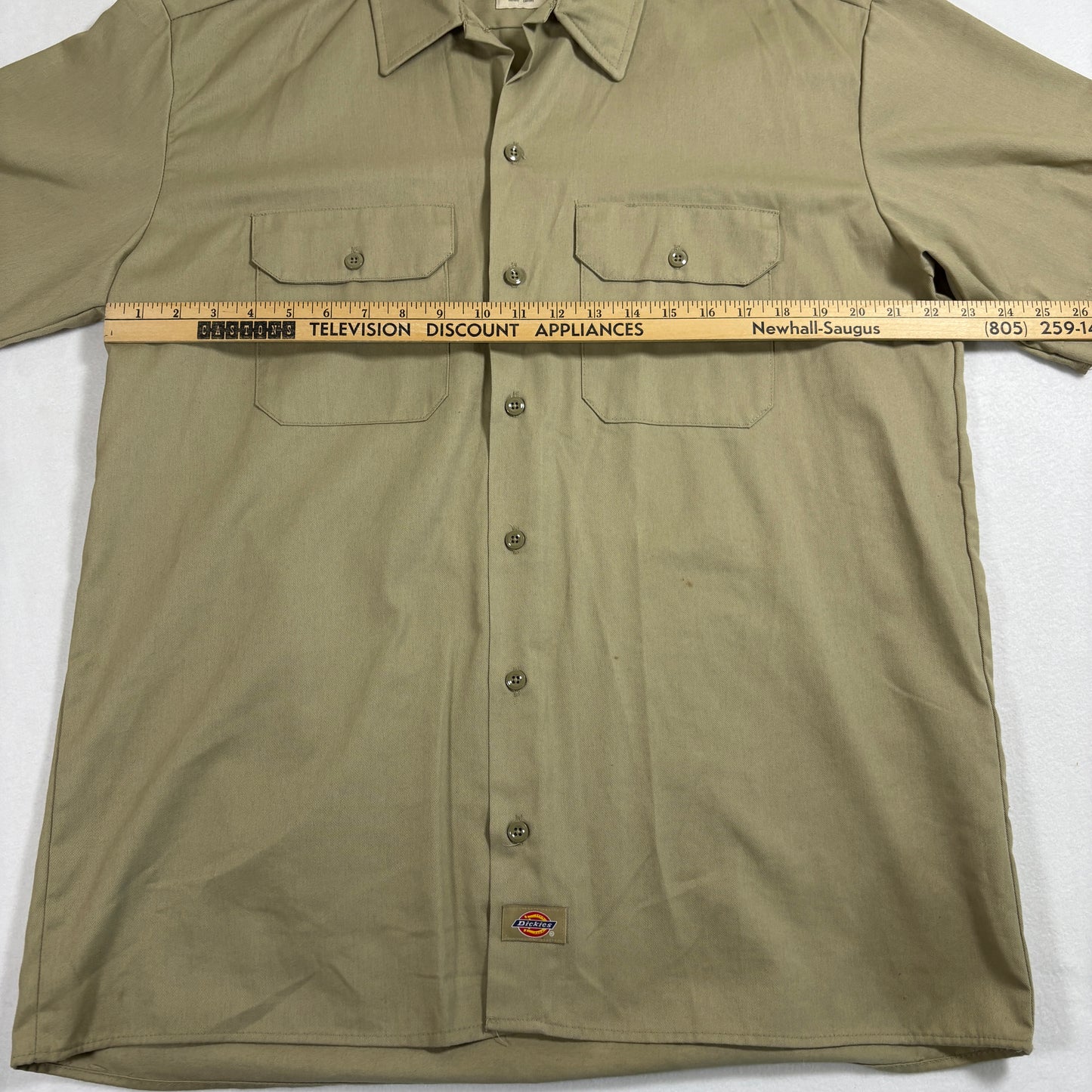 Dickies mens work shirt L Khaki Short Sleeve Button Front Twill Y2K Skate Grunge