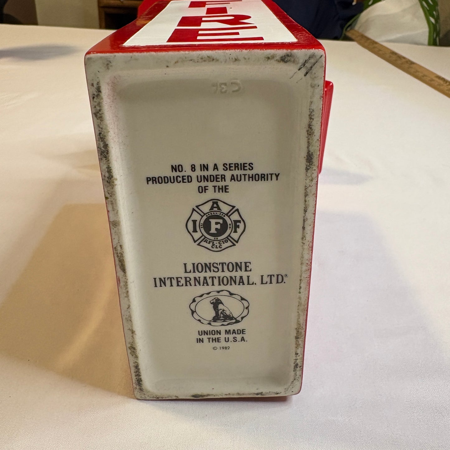 Lionstone Fire Alarm Call Box Decanter No. 8 Union Made USA Firefighter