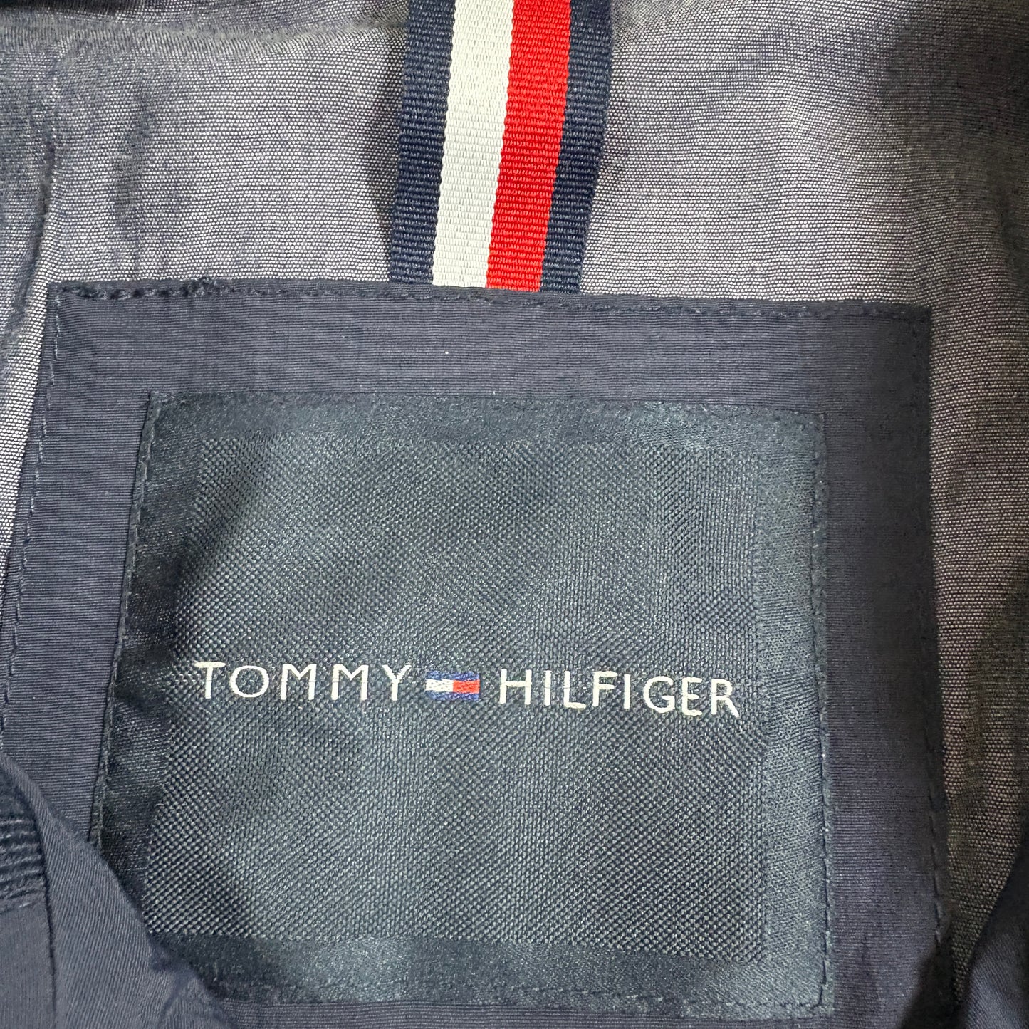 Tommy Hilfiger mens jacket XL Navy Full Zip Hooded Windbreaker Retro Y2K Streetwear