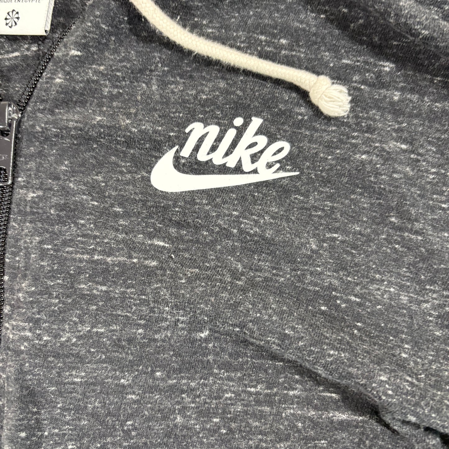 Nike Mens Zip Hoodie Small Black White Logo Full Zip Sweatshirt Vintage Look