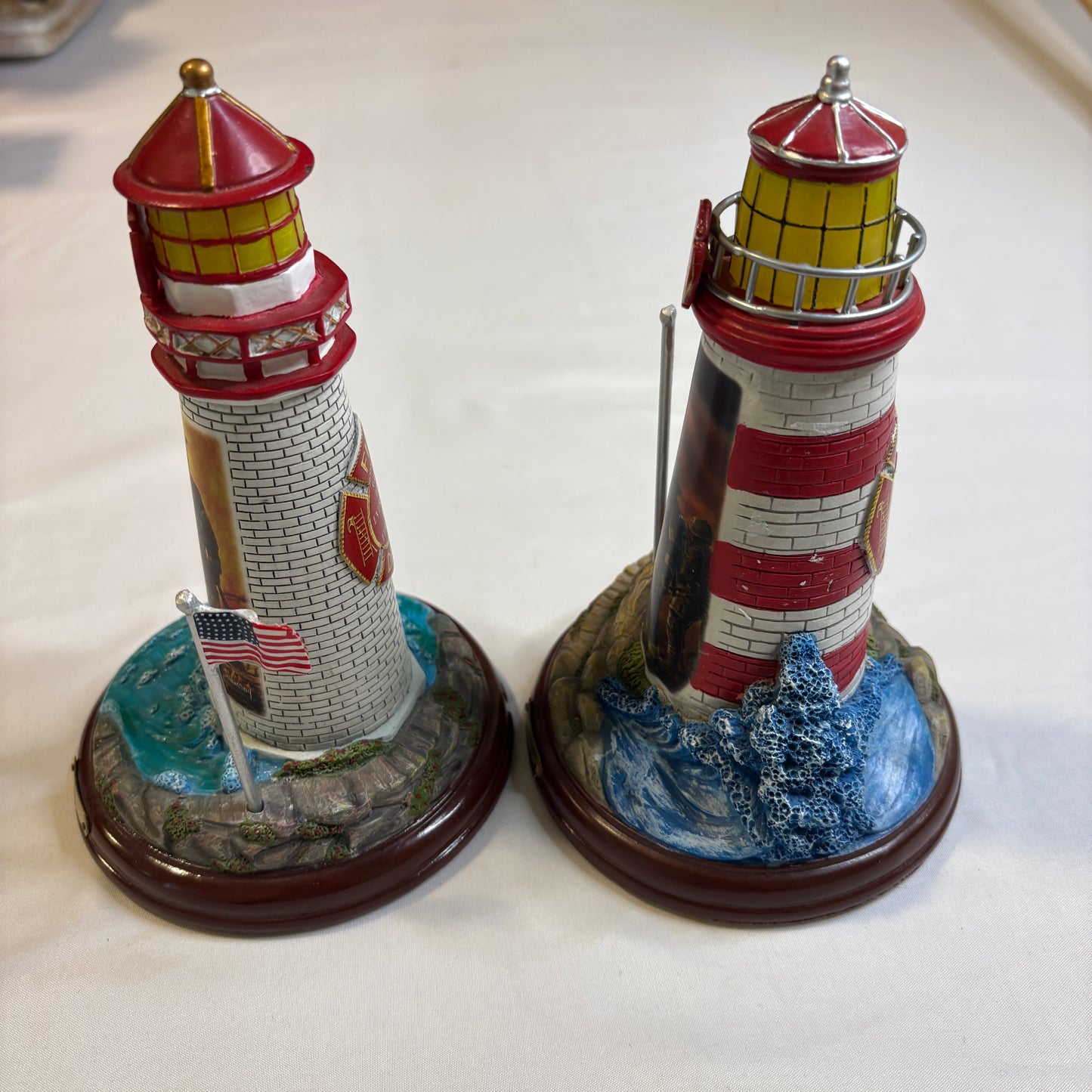 Firefighter Lighthouse Bravery & Honor Figurines Light Up 10" Pair