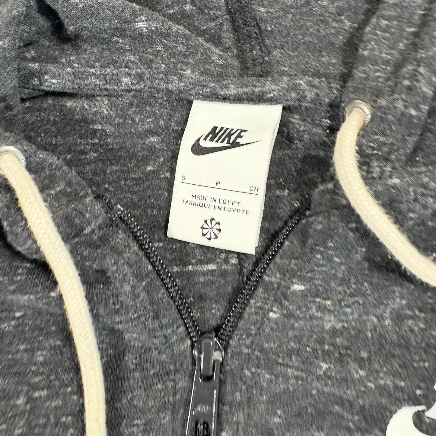 Nike Mens Zip Hoodie Small Black White Logo Full Zip Sweatshirt Vintage Look