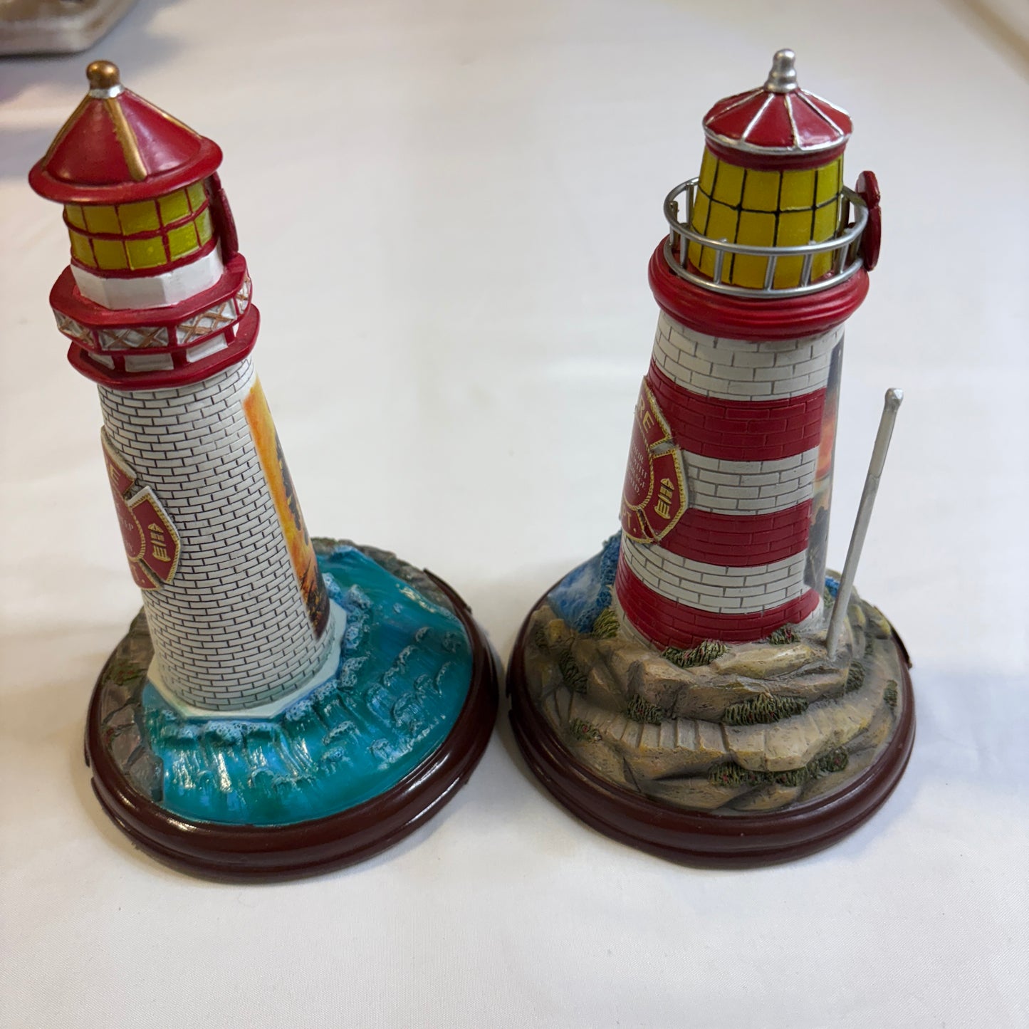 Firefighter Lighthouse Bravery & Honor Figurines Light Up 10" Pair