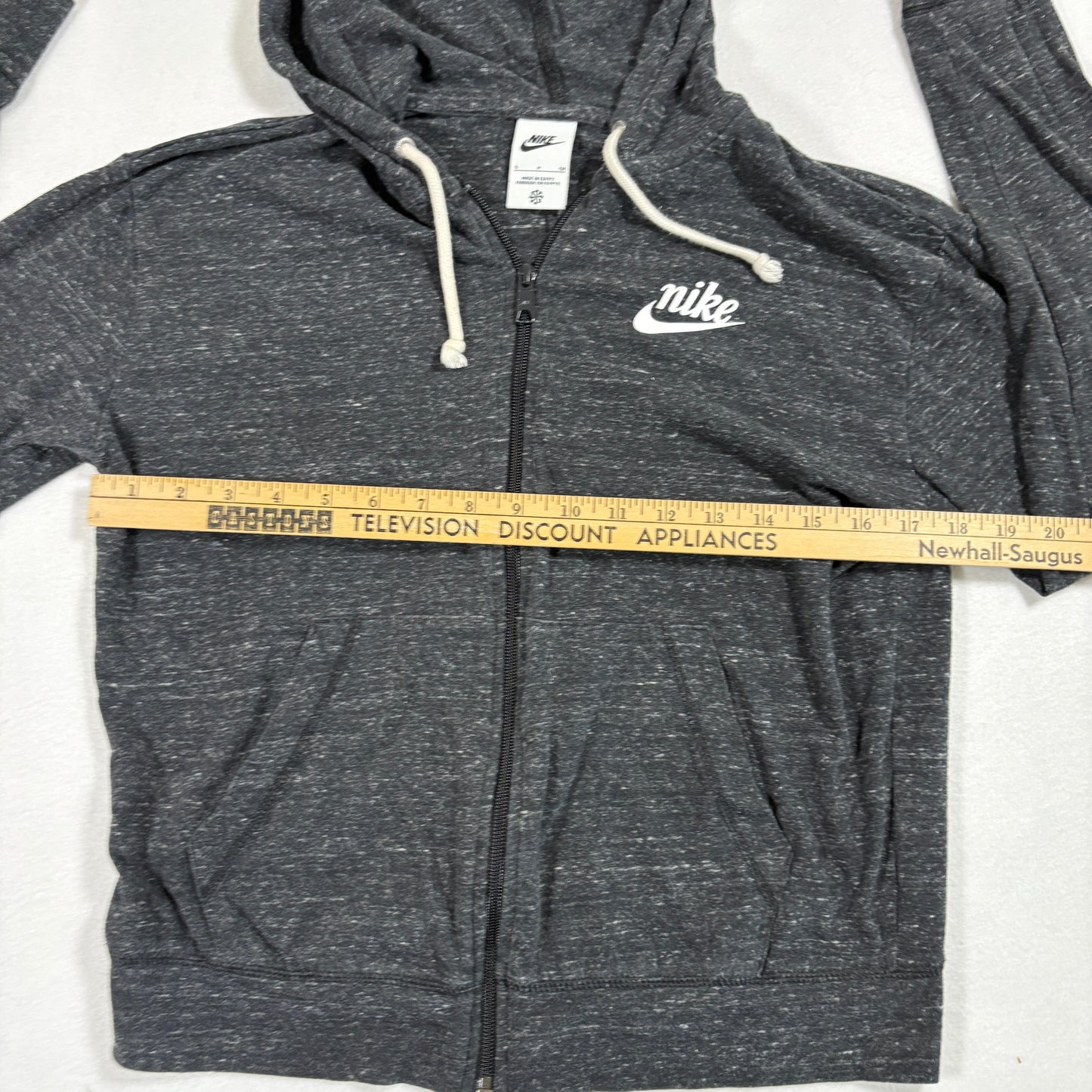 Nike Mens Zip Hoodie Small Black White Logo Full Zip Sweatshirt Vintage Look