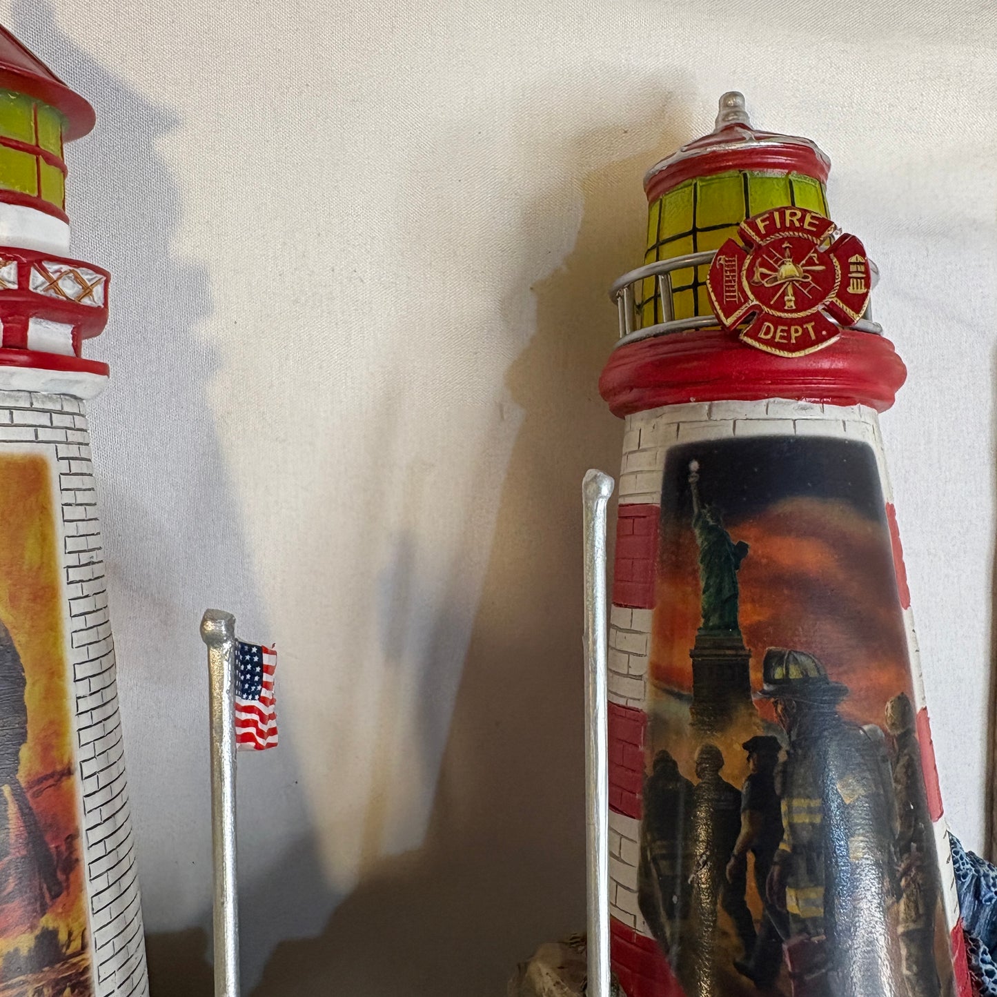 Firefighter Lighthouse Bravery & Honor Figurines Light Up 10" Pair