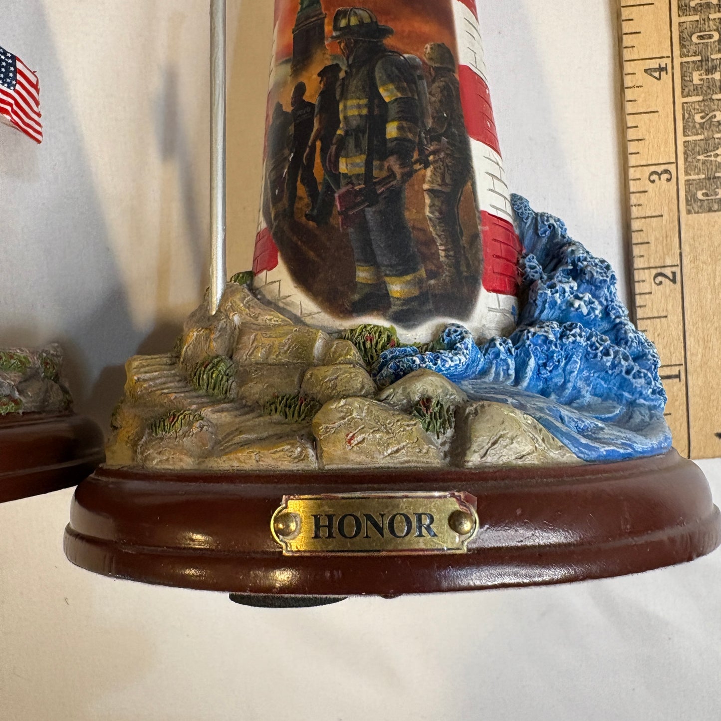 Firefighter Lighthouse Bravery & Honor Figurines Light Up 10" Pair