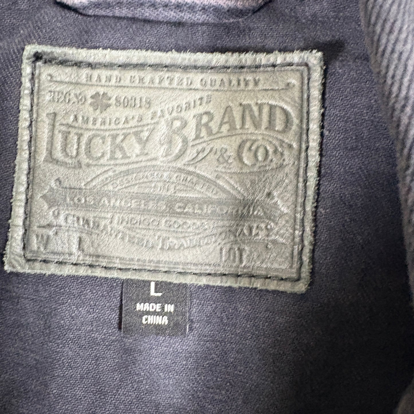 Lucky Brand Mens Denim Jacket Large Black Washed Trucker Vintage 90s Grunge