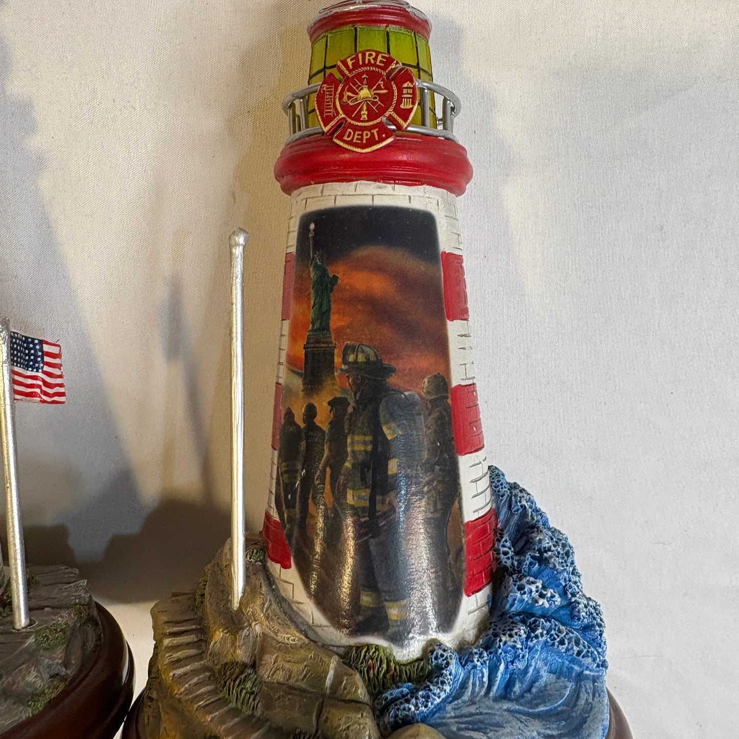 Firefighter Lighthouse Bravery & Honor Figurines Light Up 10" Pair