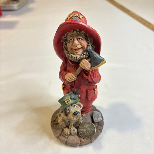 Fireman Leprechaun Firefighter Figurine with Dog & Axe – "Luck o’ Irish"