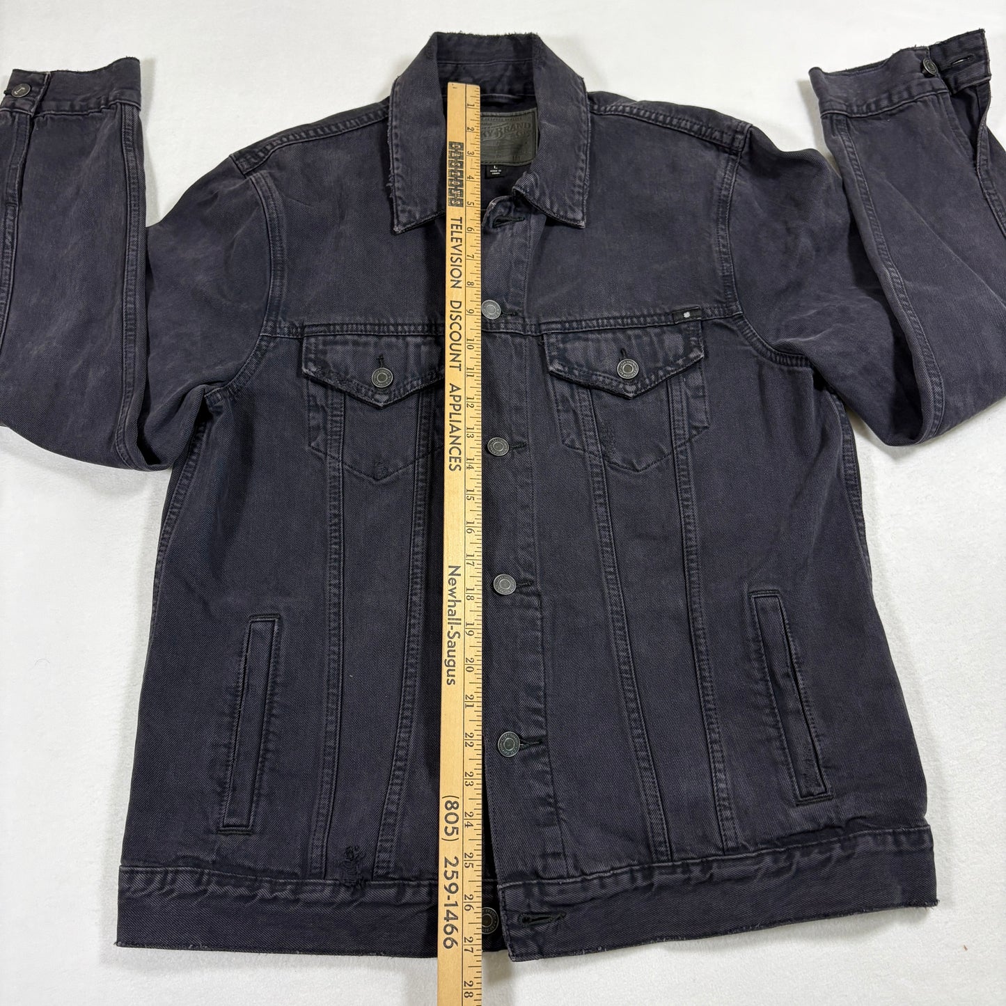 Lucky Brand Mens Denim Jacket Large Black Washed Trucker Vintage 90s Grunge
