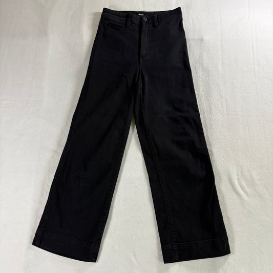 Quince Wide Leg Pants 25 Black High Rise Stretch Minimal Chic Casual