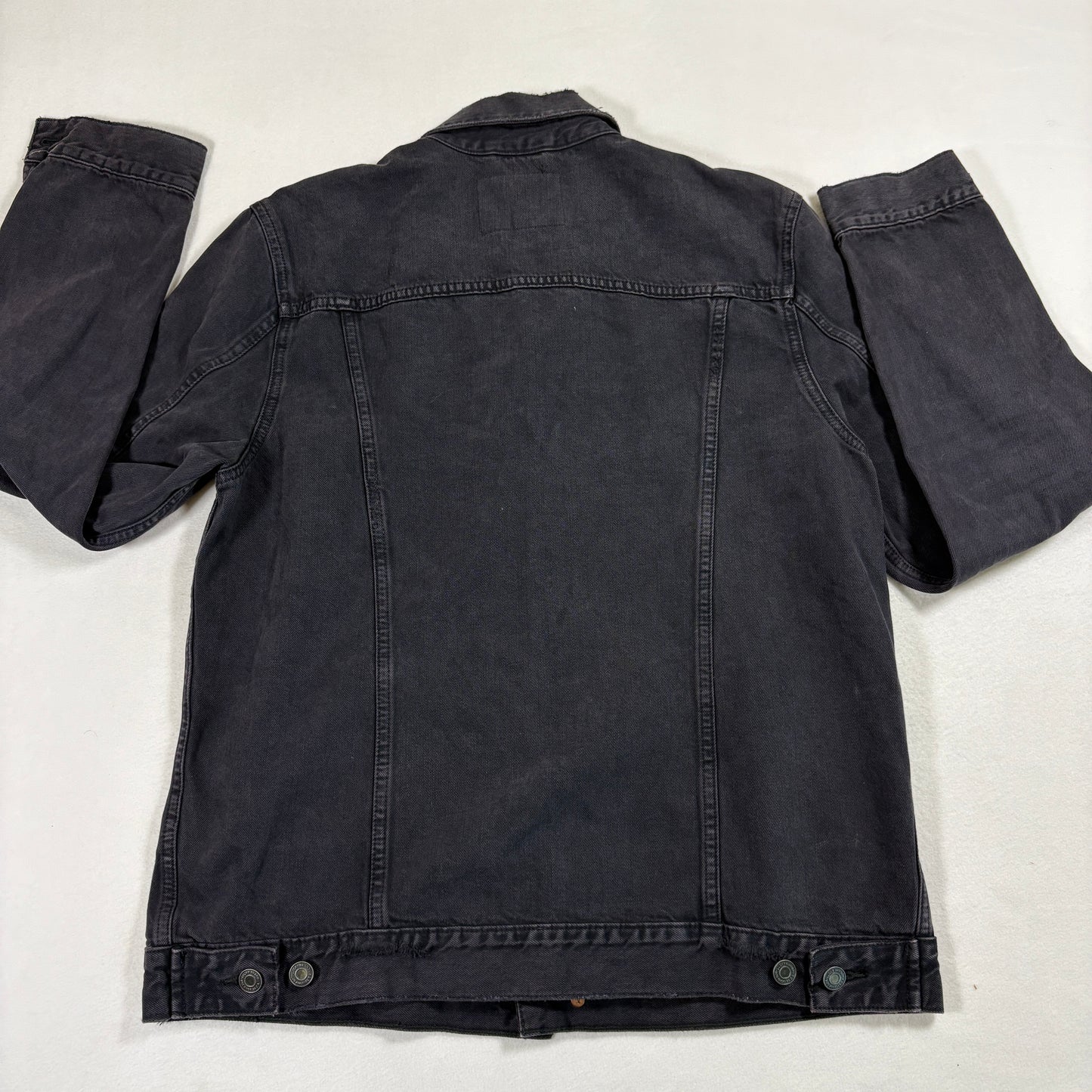 Lucky Brand Mens Denim Jacket Large Black Washed Trucker Vintage 90s Grunge