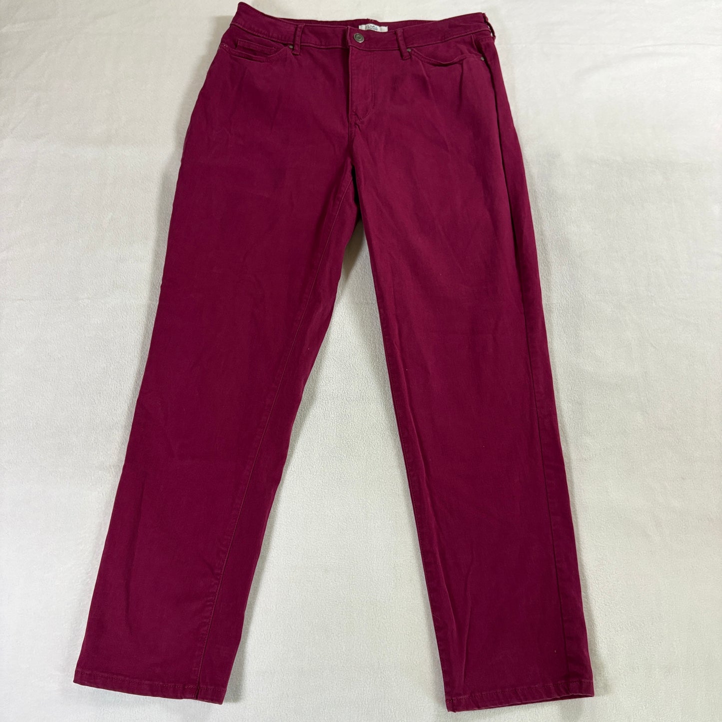 Womens Straight Leg Pants Croft Barrow Tag 12 Fits Like 32X29 Red Stretch Casual