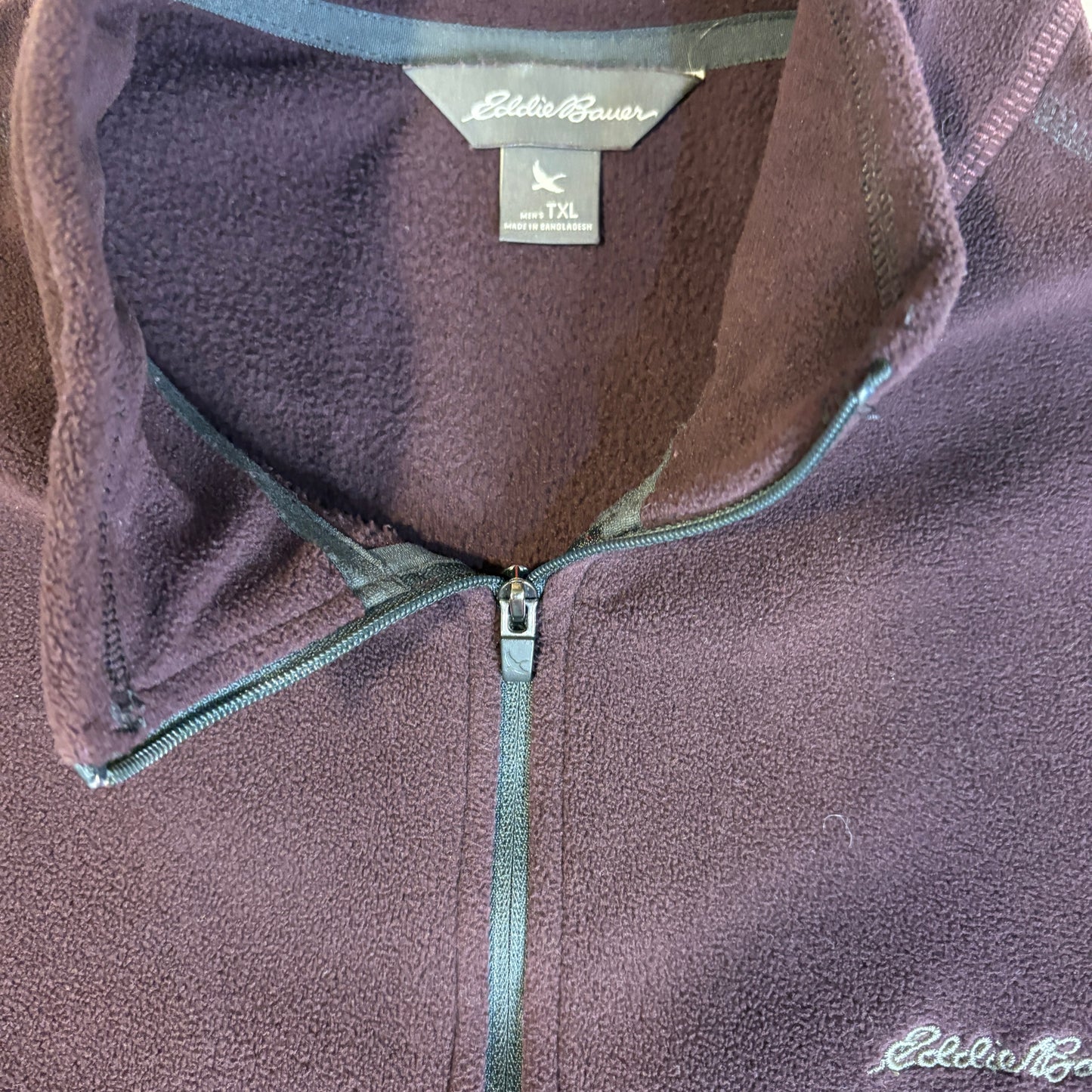 Eddie Bauer 1/4 Zip Fleece Pullover Sweatshirt TXL Tall Purple Long Sleeve Men’s