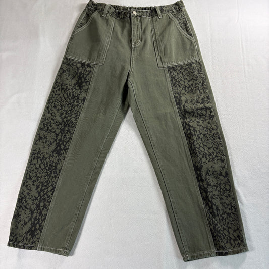 Zana Di Womens Olive Camo Wide Leg Pants High Rise Streetwear Size L