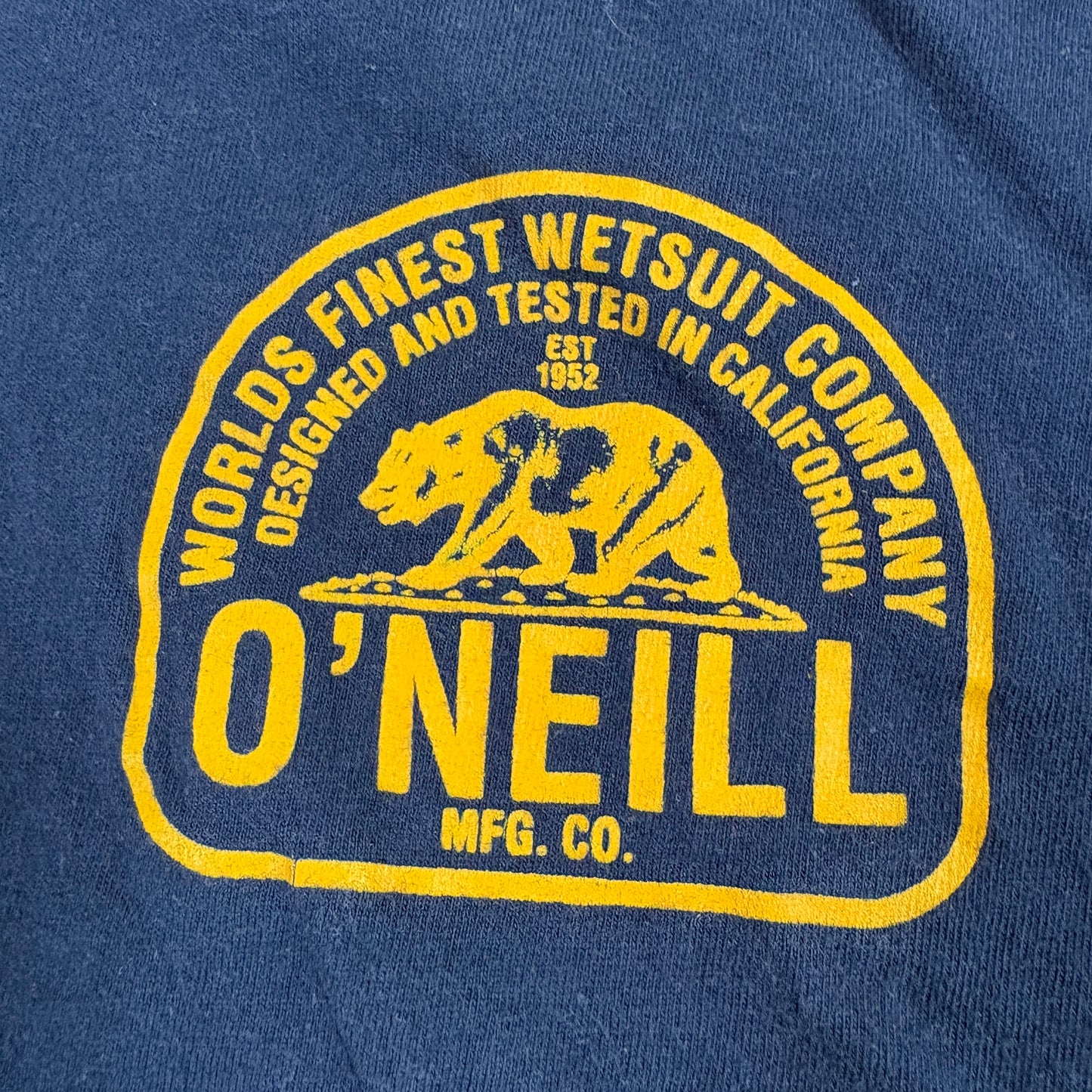 ONeill Mens T Shirt Large Navy Blue Graphic Tee Surf California Bear Logo Vintage