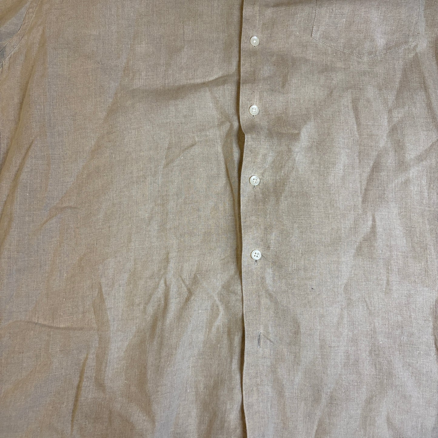 John Ashford 100% Linen Short Sleeve Button Shirt XXL Tall Beige Casual Summer